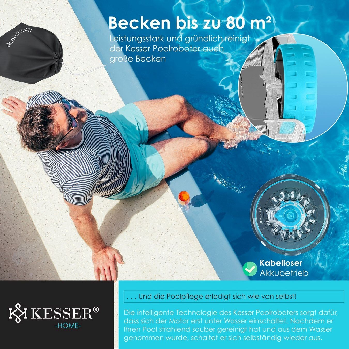 Piscine: KESSER Aqua-9000 Akku-Poolroboter 45m² – Nuovo e nell'imballaggio originale da Bottighofen venduto da zaap 2