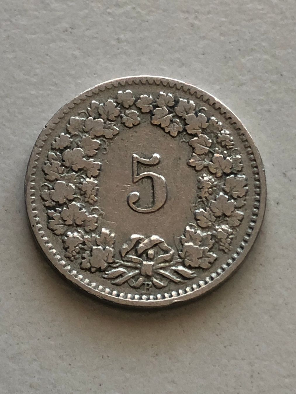 Tutti le monete: Abart 5 Rp. 1908 H ohne Querstrich – Usato da Schötz venduto da Odpa 1