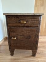 Nachttisch aus Holz mit Marmorplatte, vintage Look 47