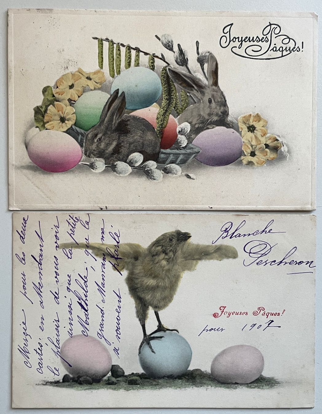 Ansichtskarten: Frohe Ostern / Joyeuses Pâques - 2 Karten – Gebraucht aus Savagnier von Ne2065