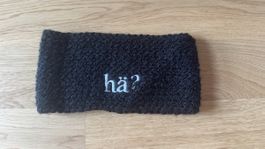 Stirnband schwarz Wolle