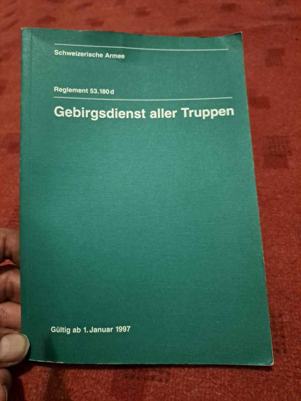 Libri: Reglement  " Gebirgsdienst aller Truppen  " – Usato da St.Gallen venduto da Infanteriewerk 1