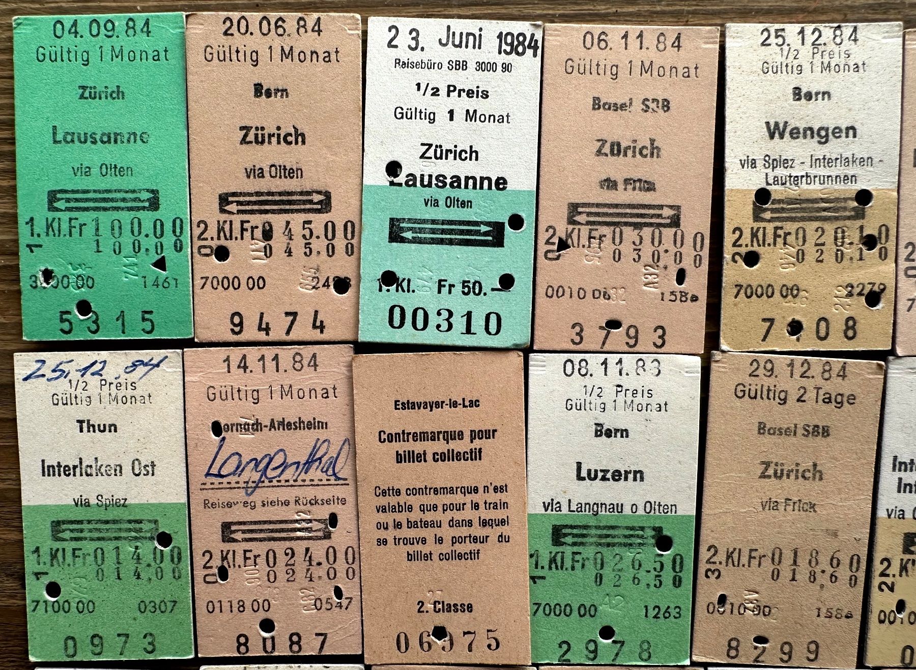 Biglietti: 20 Top Billette, SBB, Tickets Edmondsche Kartonbillette – Usato da Seltisberg venduto da quadartswiss 1