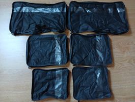Set of 6 black packing cubes for travel, 3 sizes x 2 each