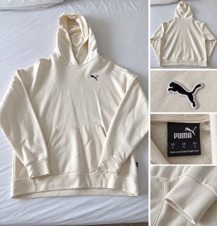 Sweat à capuche Puma beige taille L, porté et laver 1x