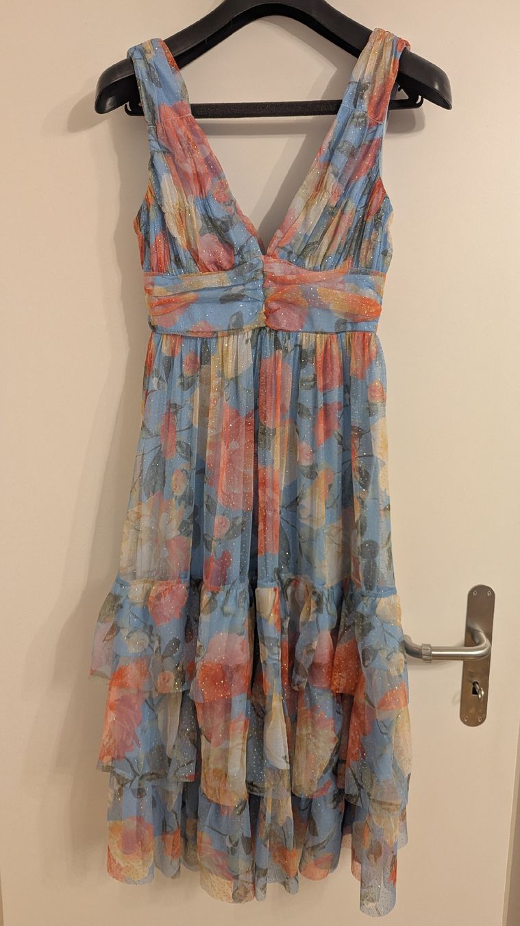 Kleider: Midi-Kleid Blumen, Gr. S – Neu (gemäss Beschreibung) aus Birr von Liv_Nina
