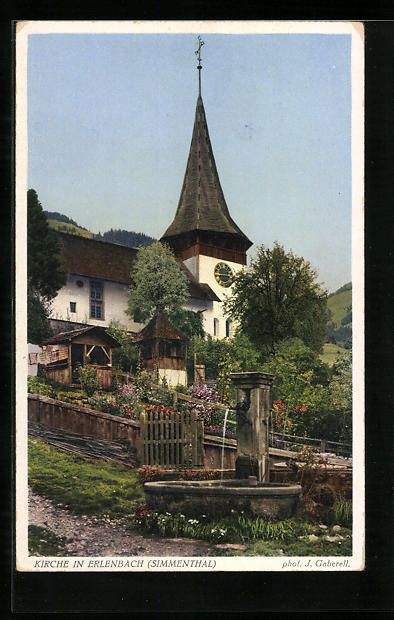 Cartoline postali: Erlenbach im Simmenthal, Brunnen unter d – Usato da Berlin venduto da bartko-reher