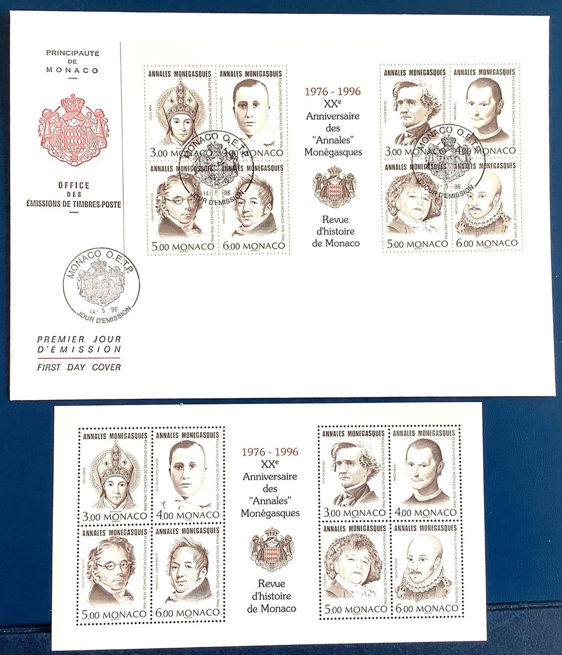 Tutti i francobolli: 1996 Monaco - Bedeutende Persönlichkeiten FDC + Block 68 – Nuovo (secondo la descrizione) da Liestal venduto da Skunk02