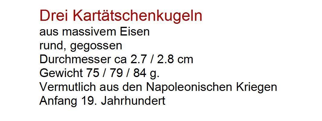 Medaglie: Drei Kartätschenkugeln, 19. Jh. – Usato da Flamatt venduto da samowarow 1