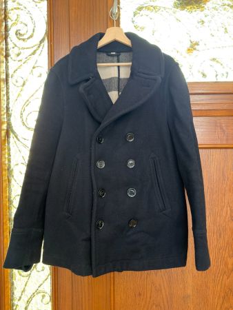 Giacca Burberry Brit nera, cappotto invernale caldo Tg. L