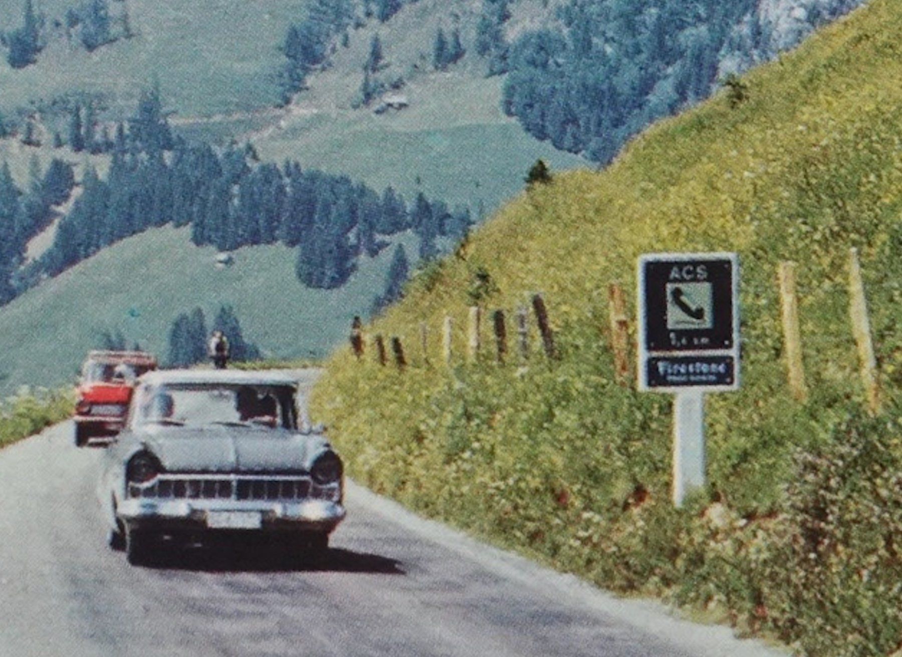Ansichtskarten: Jaunpass, Strasse, Auto, ACS Schild, Oldtimer – Gebraucht aus Lenzburg von fh1 2