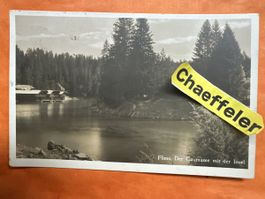 1932 Flims Caumasee mit Insel historische Aufnahme 