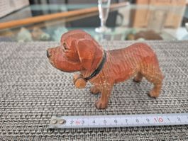 Holz Schnitzerei Hund Vintage Dekofigur Bernhardiner Schweiz
