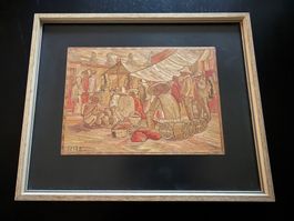Altes Bild/Kunstwerk Mexiko, datiert 1960, Vintage🖼️
