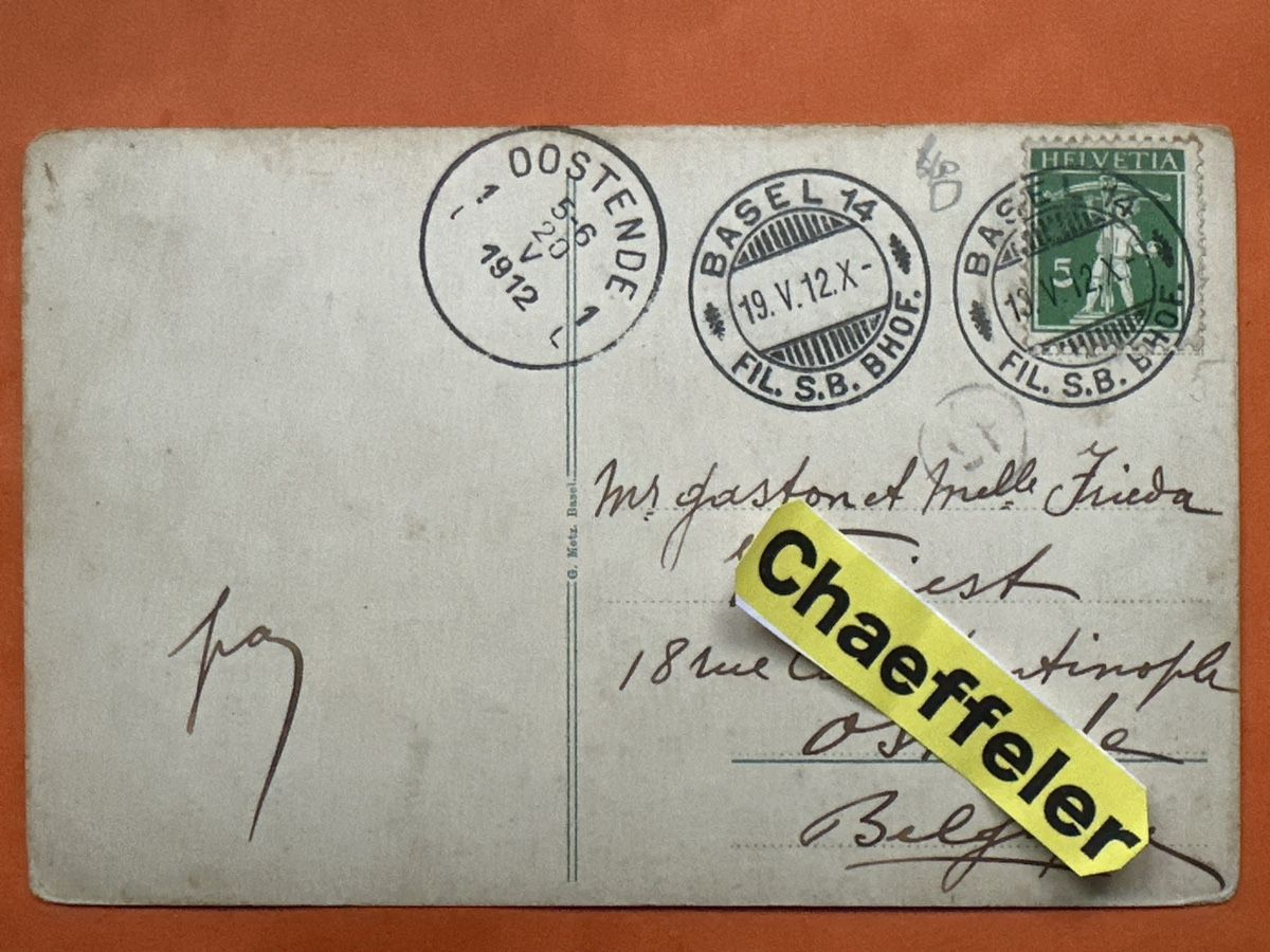 Ansichtskarten: Alte Ansichtskarte Basel, gelaufen 1912  – Gebraucht aus Zürich von Chaeffeler 1