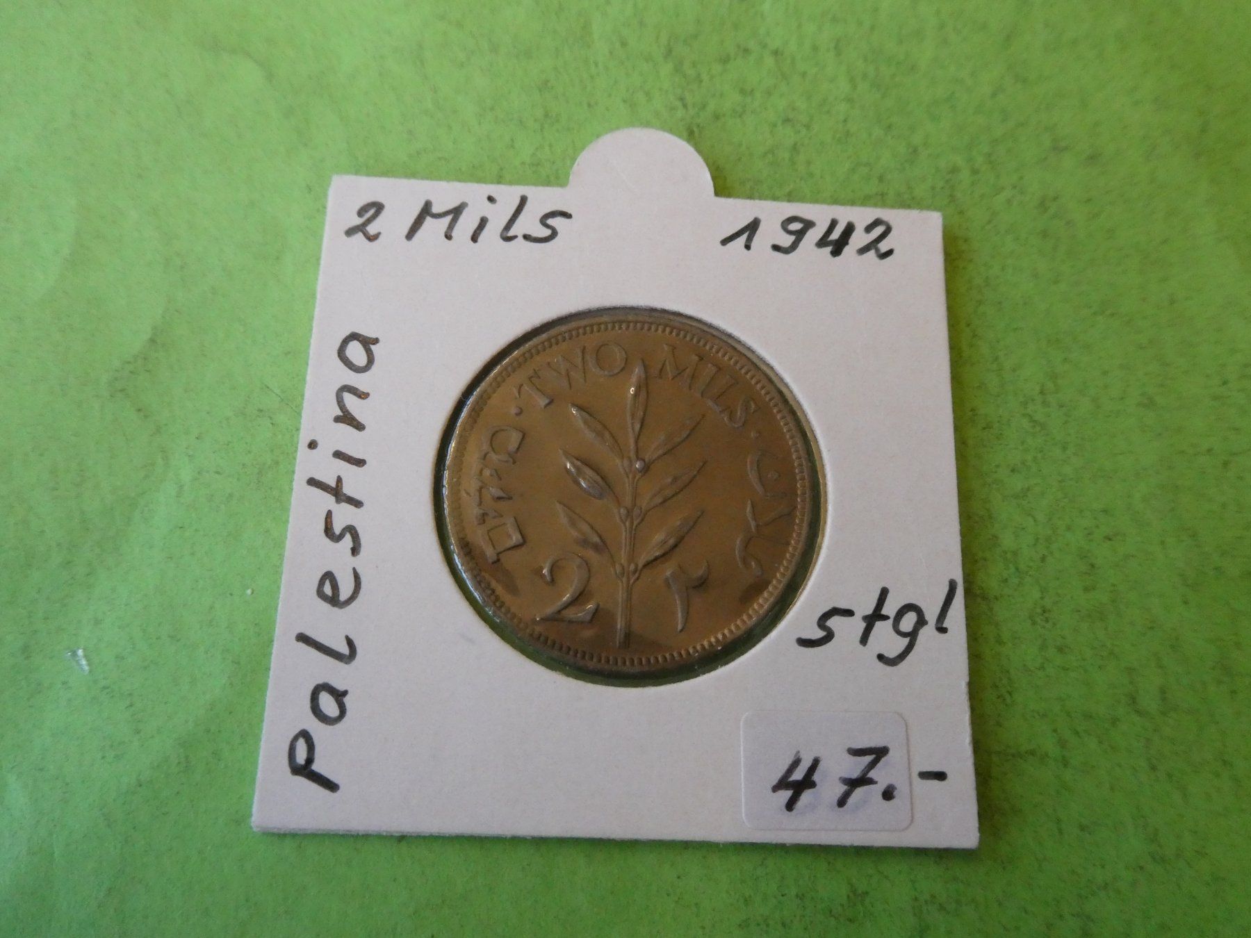 Toutes les monnaies: Palästina 1942, 2 Mils   stgl – D'occasion à Hinterforst par Rohusri