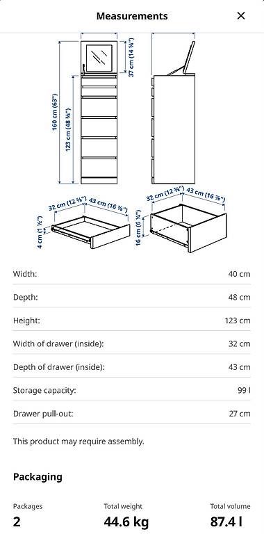 Cassettiere: MALM 6-DRAWER CHEST WITH MIRROR – Usato da Genève venduto da ech_96wh 3