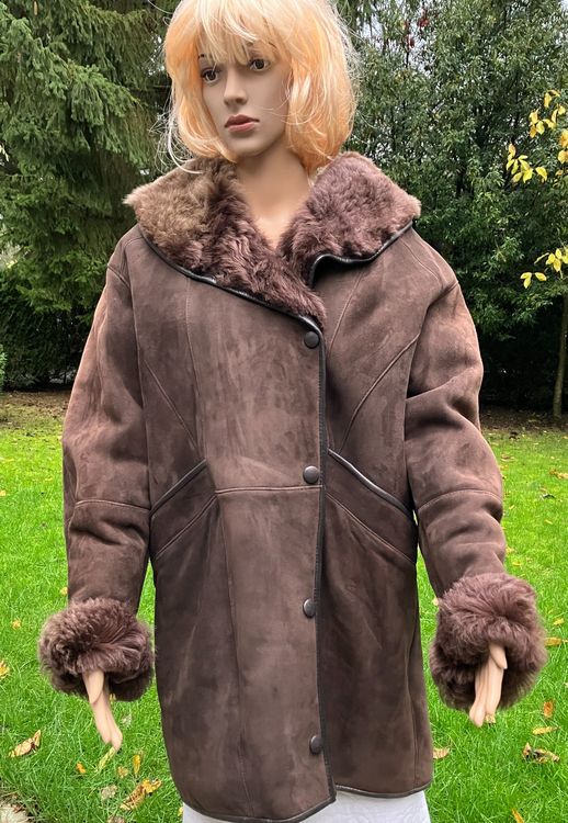 Manteau En Laine Shearling Usagé Pré-Owned Femme Taille 52 Marron