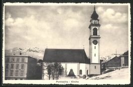 Pontresina, Kirche, Hotel Baratz, um 1920