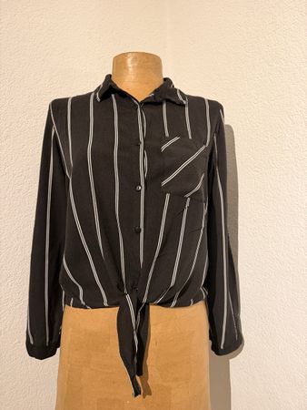 Chemisier rayé noir et blanc, noué - Taille S
