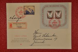 1945 W23 Block mit Zusatzfrankatur R-Brief 19.4.45