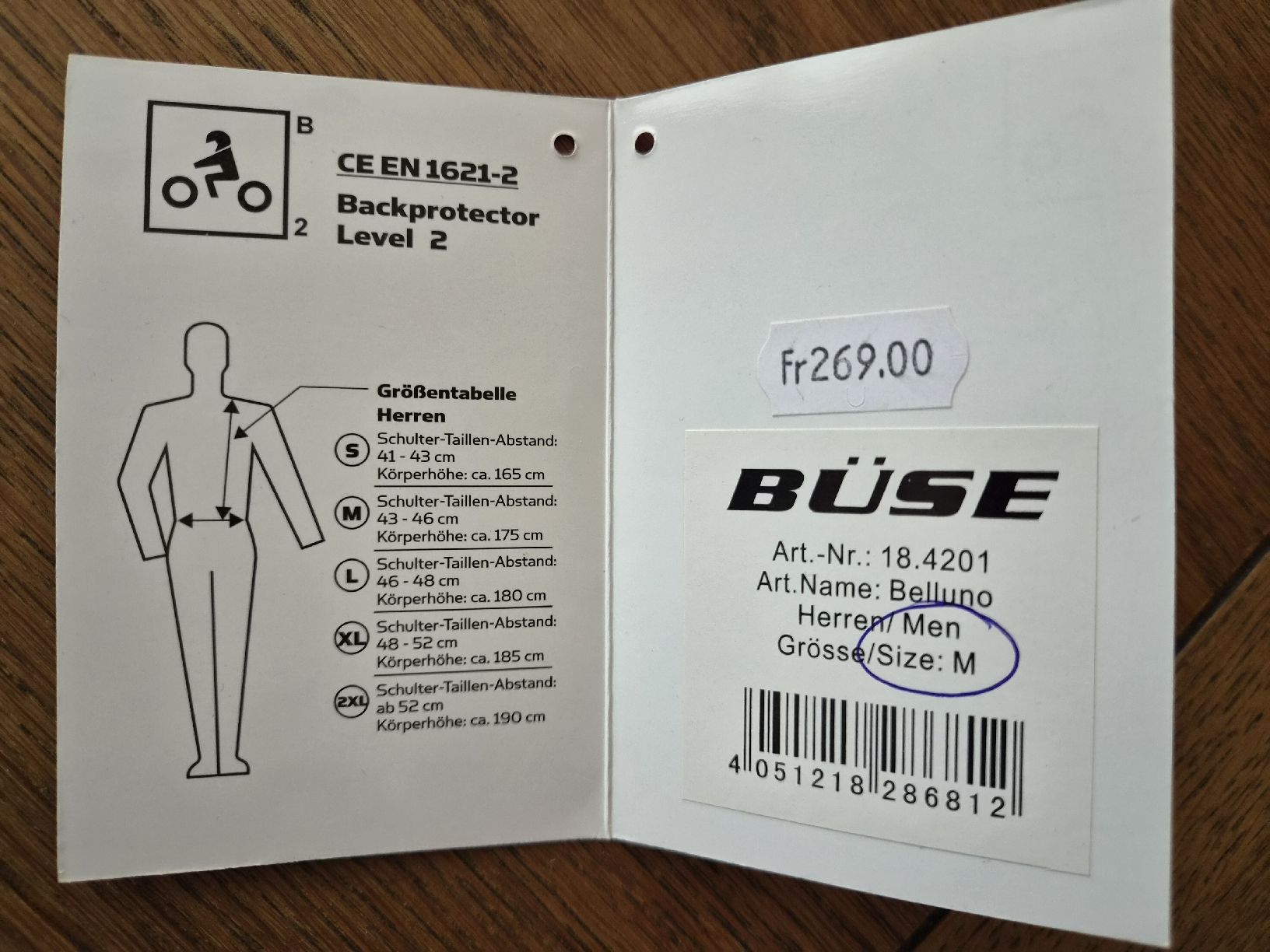 Protezioni & Imbottiture: Büse Rückenprotektor Gr.M – Usato da Wohlen AG venduto da Uriel.j.g 3