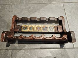 Pfeifenständer Holz mit Wappen Dekoration für 5 Pfeifen