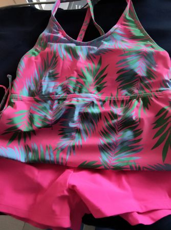 Pinkes Tankini Set mit Palmenmuster, Grösse 36/S, neu!