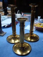 3 alte Kerzenständer, Messing