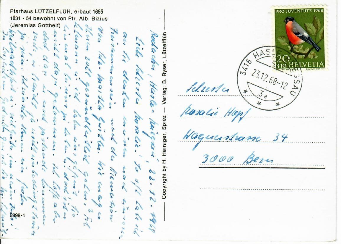 Cartoline postali: Pfarrhaus Lützelflüh – Usato da Hochdorf venduto da Ziegel-16 1