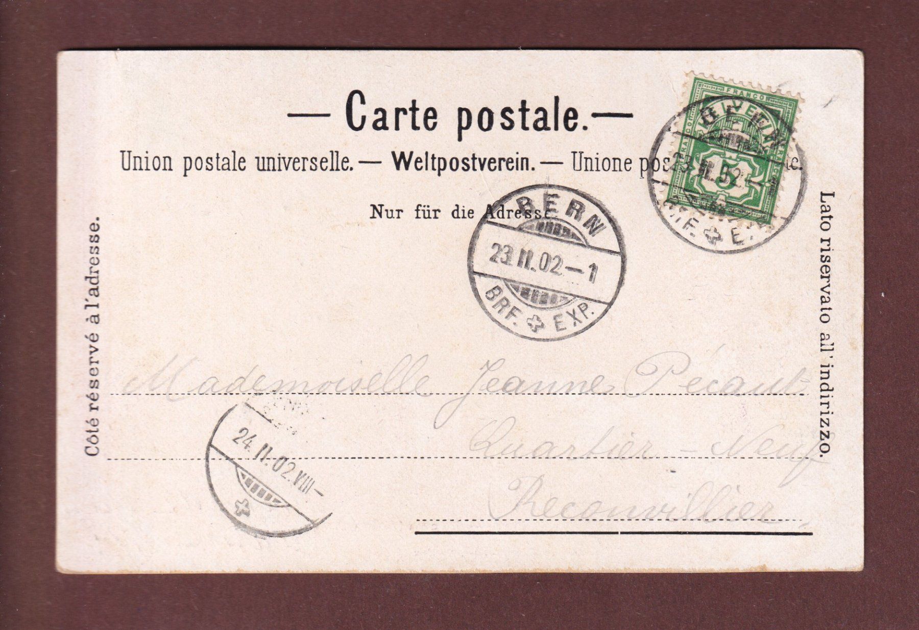 Cartoline postali: BERN - Kirchenfeldbrücke - 1902 Charnaux Frères – Usato da Pully venduto da nicecards-shop 1