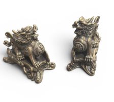 Feng shui . gardien de temple paire en Bronze