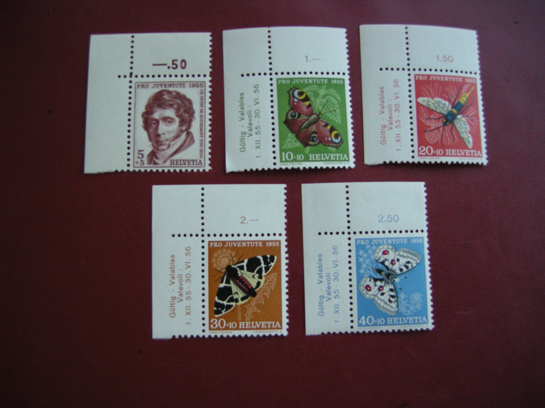 Tutti i francobolli: 1955, PRO JUVENTUTE SATZ, POSTFRISCH/** mit Tabs – Usato da Eschenbach SG venduto da eDaisy