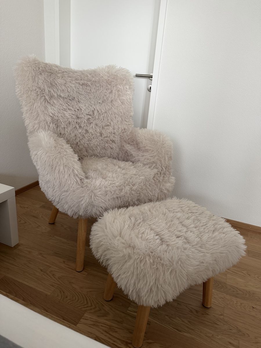 Poltrone: Fauteuil fluffy très doux et pouf assorti – Nuovo (secondo la descrizione) da Düdingen venduto da Manuela14 2