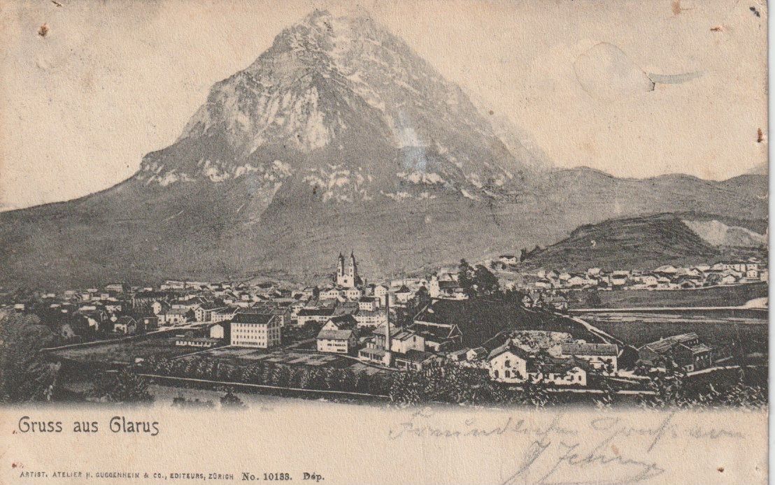Ansichtskarten: CH 205 Gruss aus Glarus, 1903 – Gebraucht aus Freienbach von Bhaltis