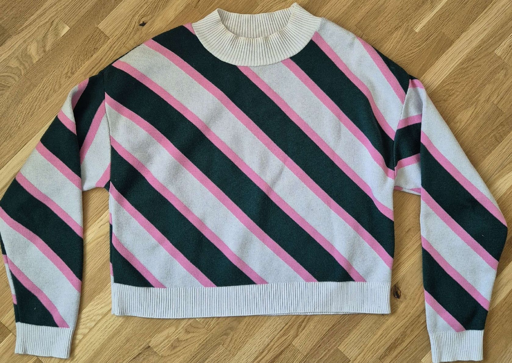 Mango Maglioni & Felpe: Pull Mango rayé vert et rose – Nuovo (secondo la descrizione) da Neuchâtel venduto da Cor4