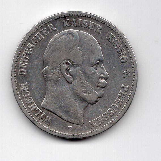 Tutti le monete: (1140) Preussen, 5 Mark 1876 B, ss – Usato da Rüthi (Rheintal) venduto da erdnuessli1 1