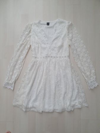 Helles Spitzen Blusenkleid Gr XS