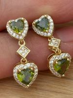 Luxus Elegante Zirkonia Ohrstecker  Farbe: Gold / Olive