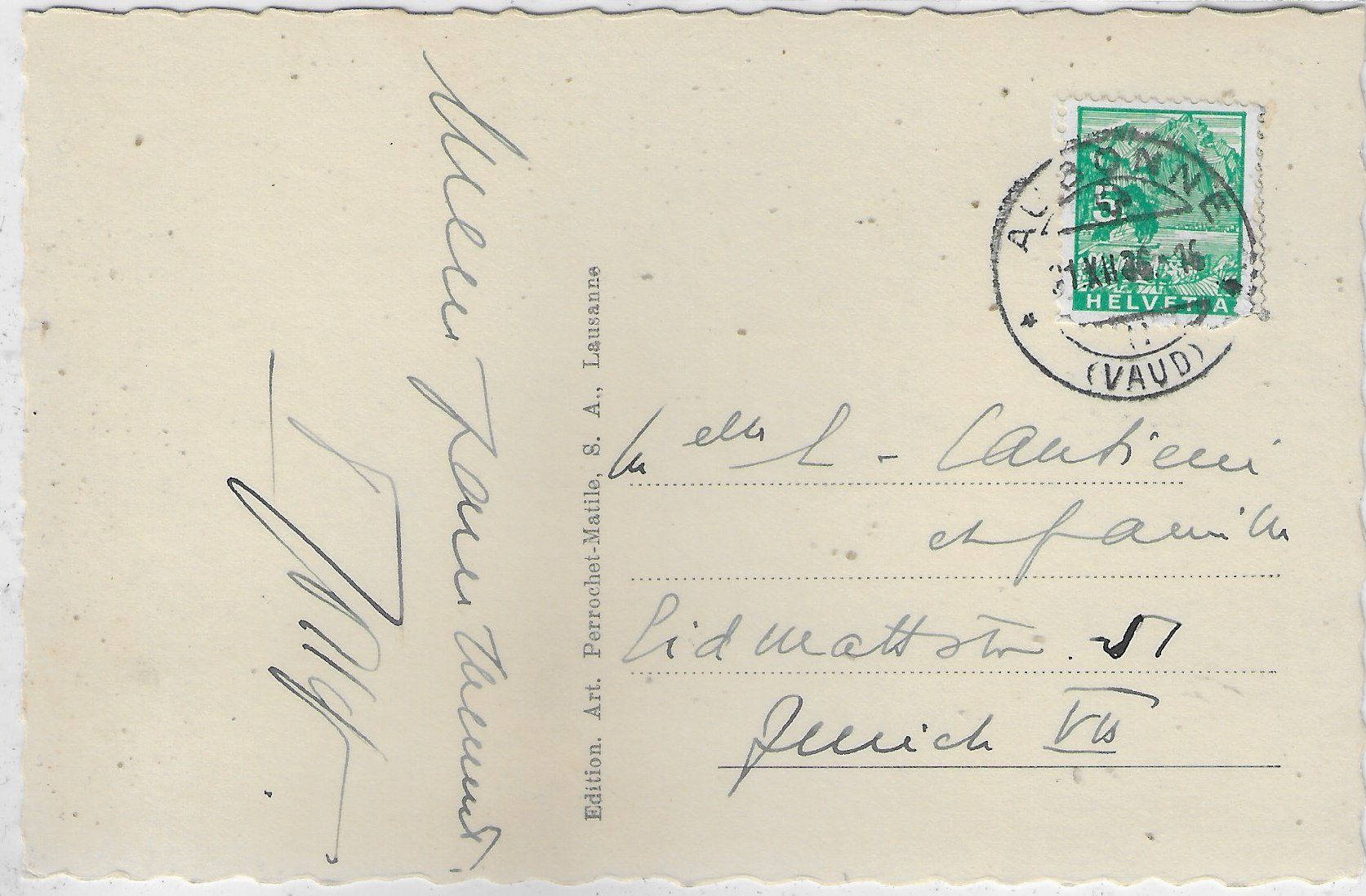 Cartoline postali: Aubonne - Vue generale – Usato da Ettingen venduto da Kartenplanet 1