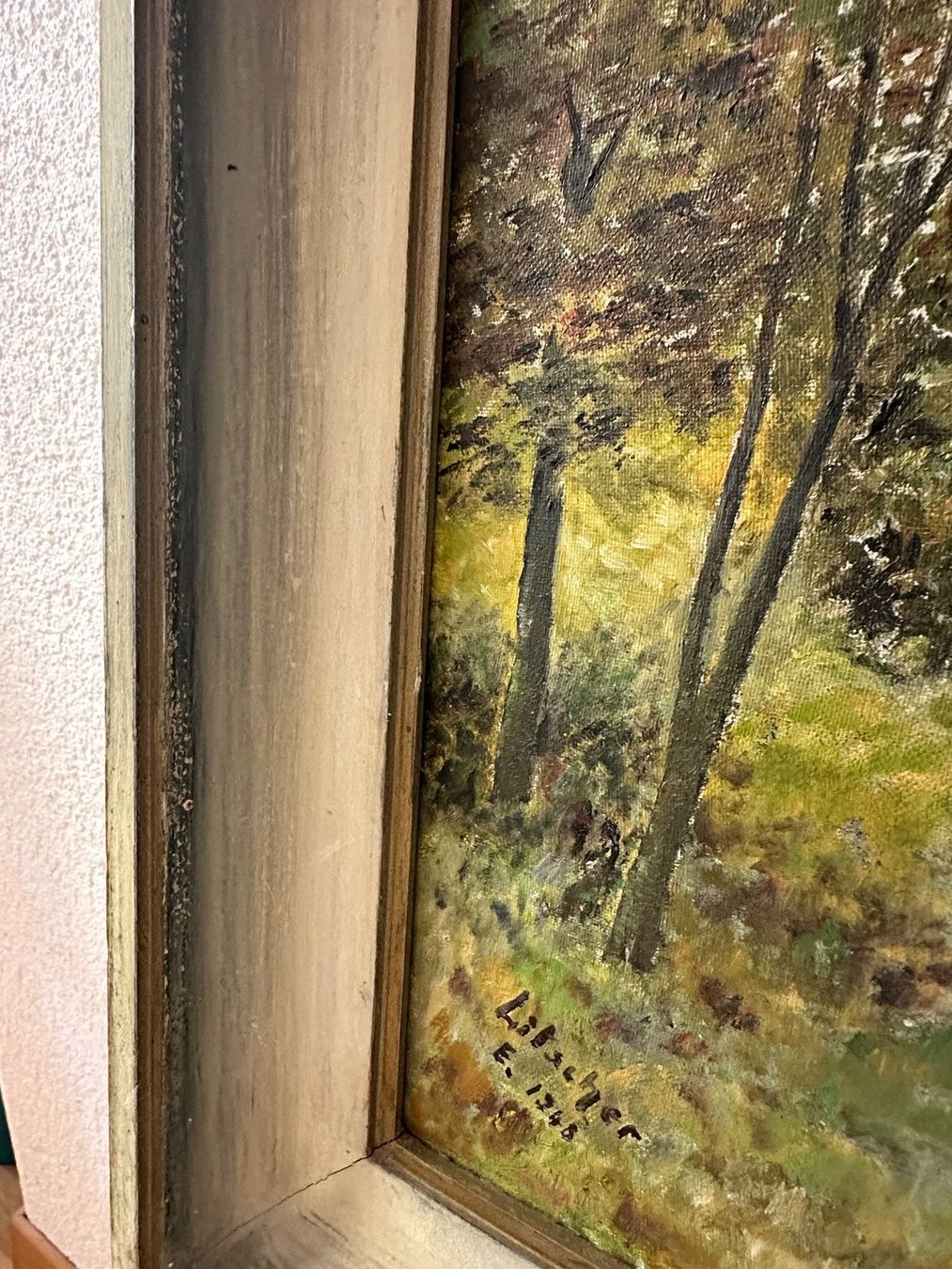 Dipinti: Gemälde Litscher  Flusslandschaft 1948 gerahmt – Usato da Bülach venduto da Jubet 5