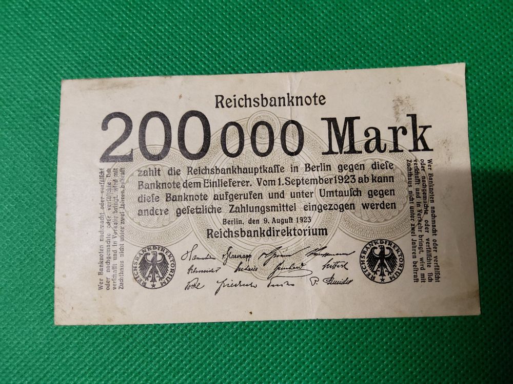 Deutsches Reich Banknote 1923 – 20000 Mark, Rosenbg: 84j, Mit Wasserzeichen Wellen, Gebraucht (III)