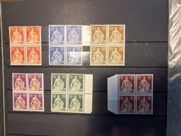 6 vierer Blöcke Helvetia mit Schwert Postfrisch 