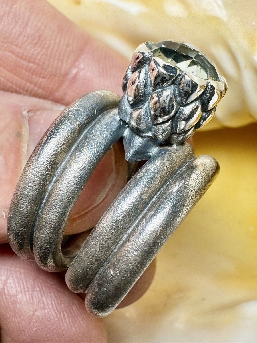 Anelli: Echter Prasiolit - Designer-Silberring  – Nuovo e nell'imballaggio originale da Jona venduto da Herzschmiede 4