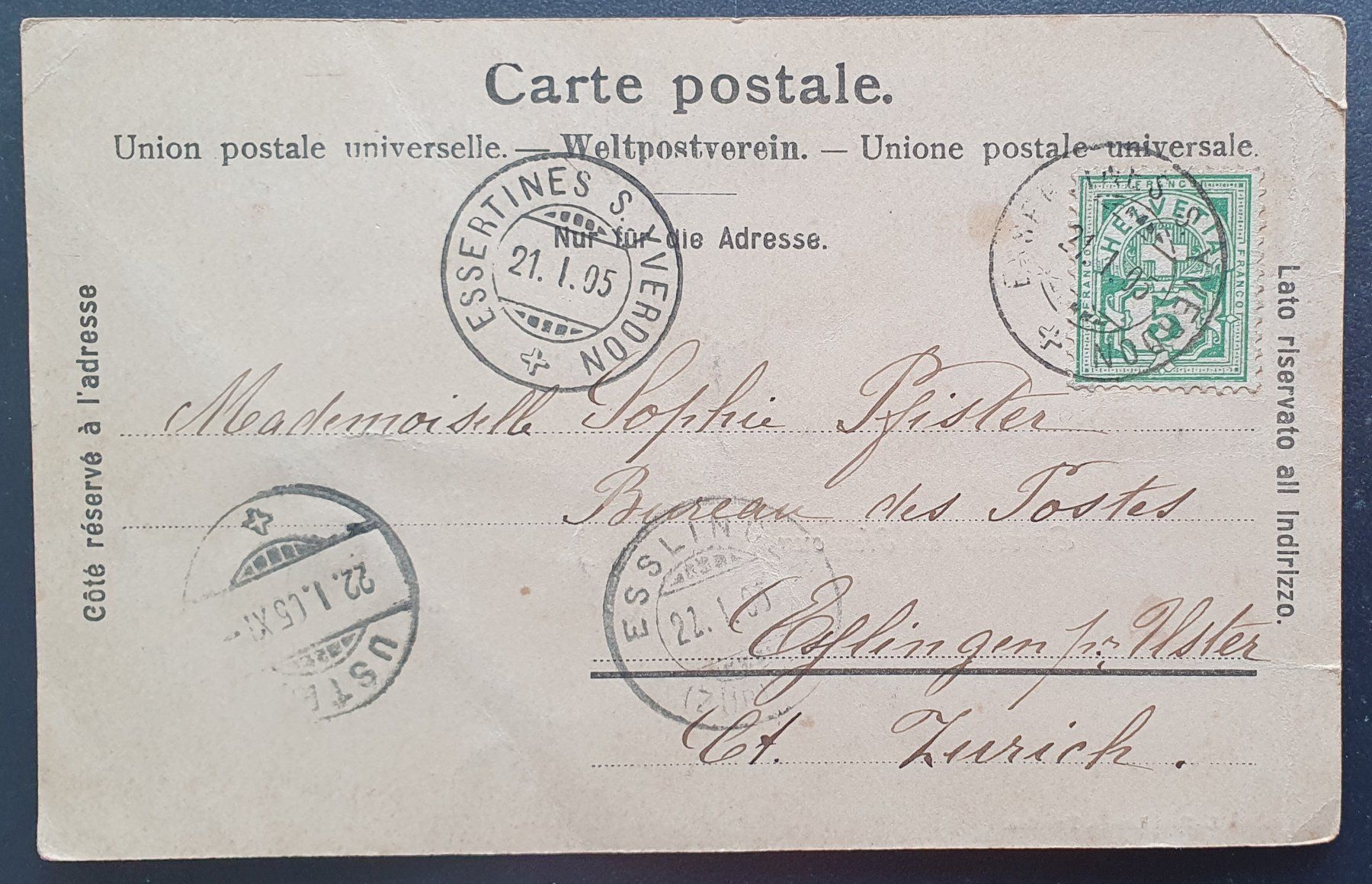 Cartoline postali: Souvenir de Nonfoux 1905 – Usato da Kreuzlingen venduto da Rschweiz1 1