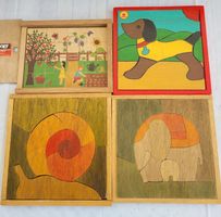 🎈4 Schöne Kinder Holzpuzzle 70er Jahre 
