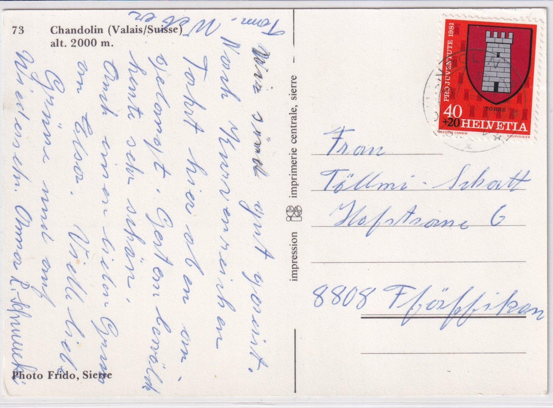 Cartoline postali: Chandolin im Winter /bn – Usato da Hombrechtikon venduto da Rudolf07 1