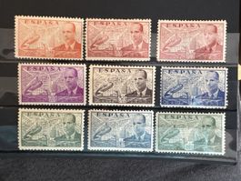 Timbres d'Espagne Juan de la Cierva 9 timbres collection hiv