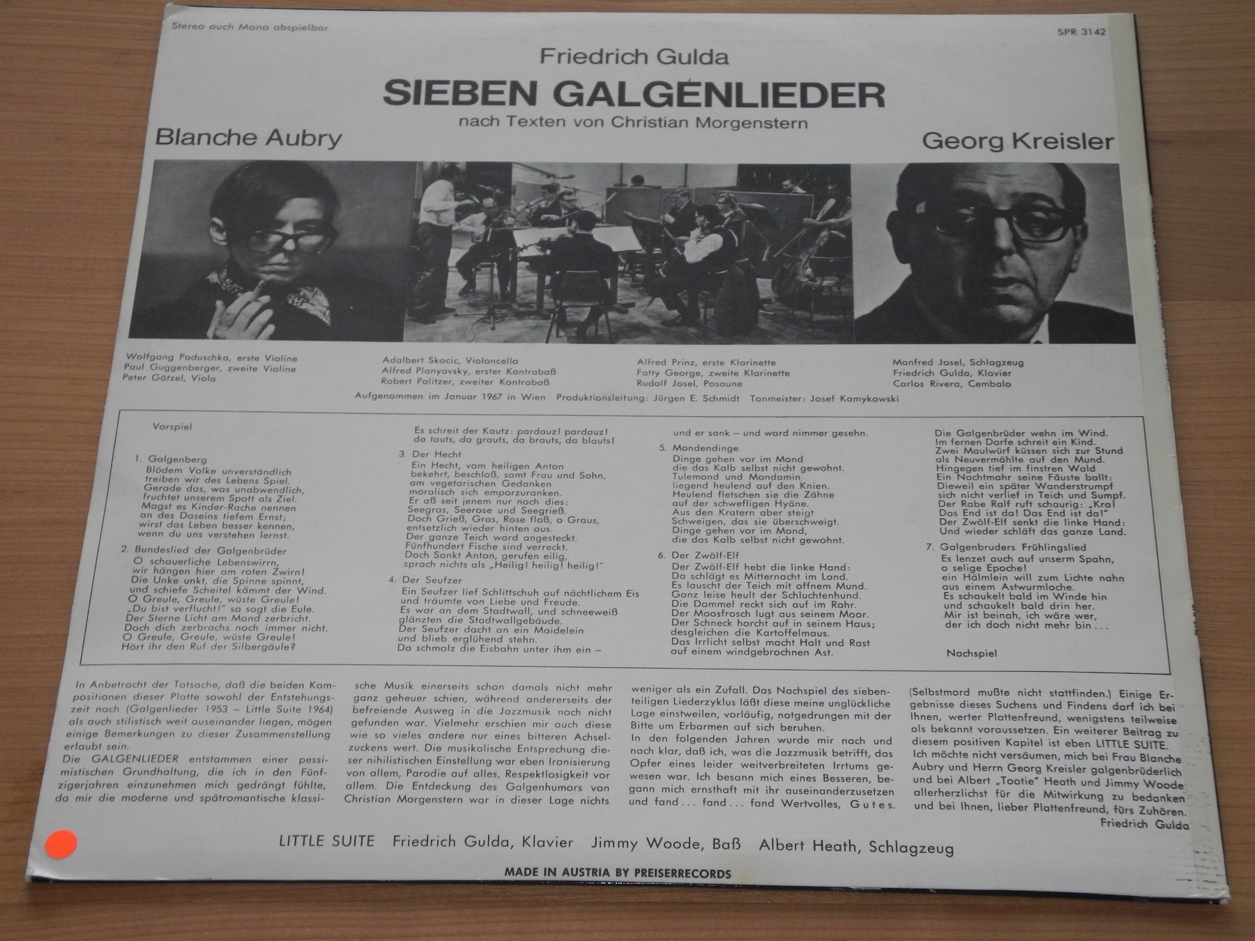 Dischi in vinile: FRIEDRICH GULDA: SIEBEN GALGENLIEDER - PREISER – Nuovo (secondo la descrizione) da Fahrwangen venduto da Swirl2 1