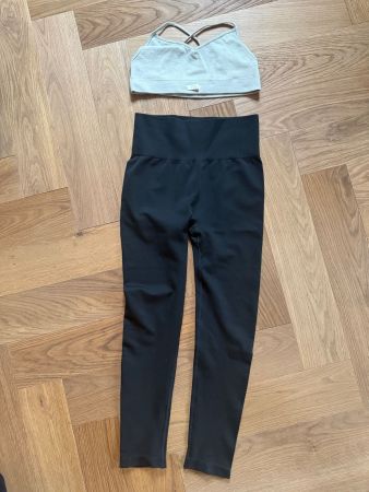 Björn Borg Yoga Set, Hose Schwarz, Top Grau, Grösse M/L